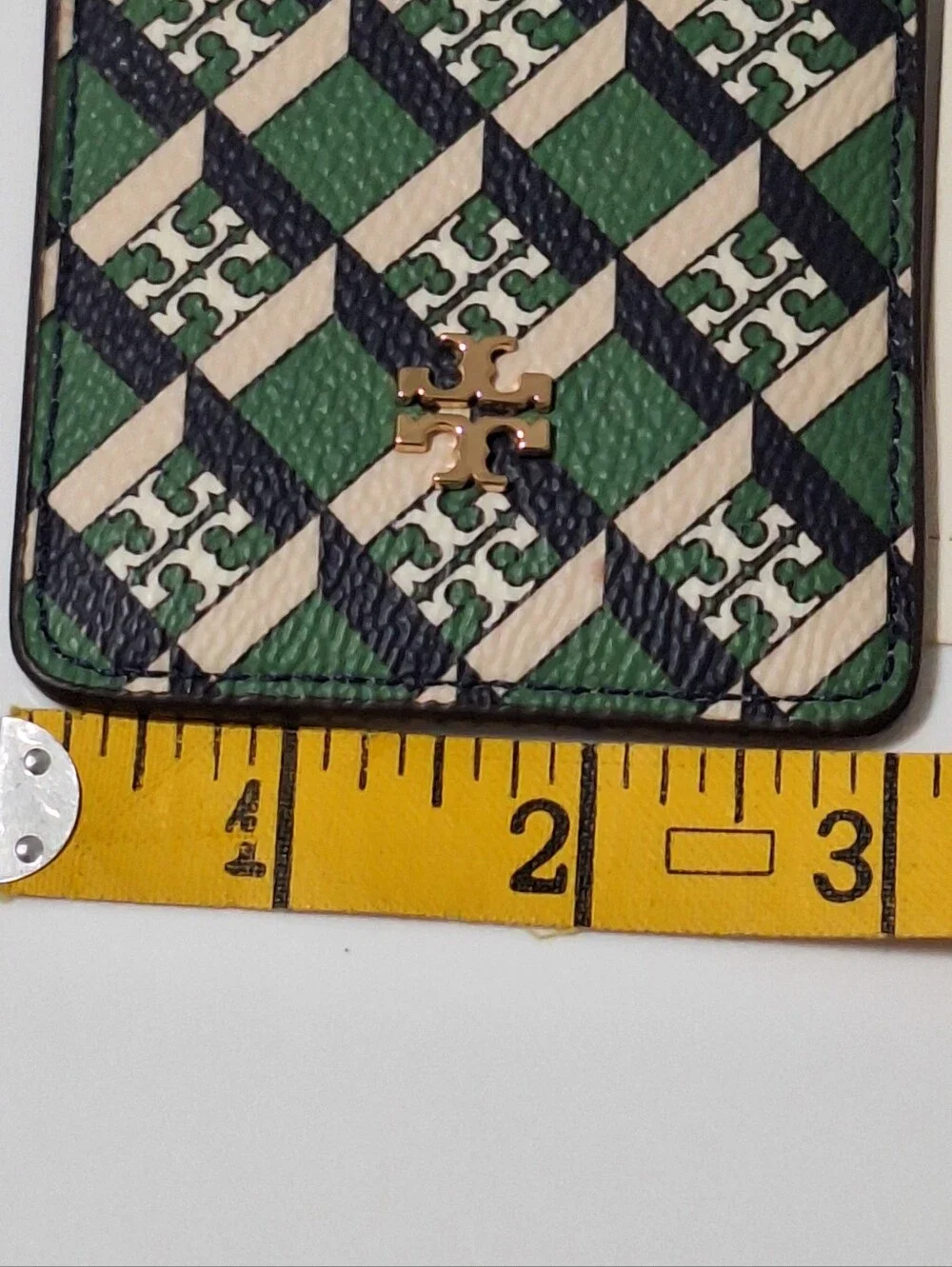 Tory Burch Geo Logo Color-Block Card Case Green Navy NWT Style 84754